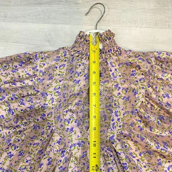 ASOS Curve Blouse Size 6 Floral Print Batwing Sleeves Ruffles Silky - Picture 8 of 17